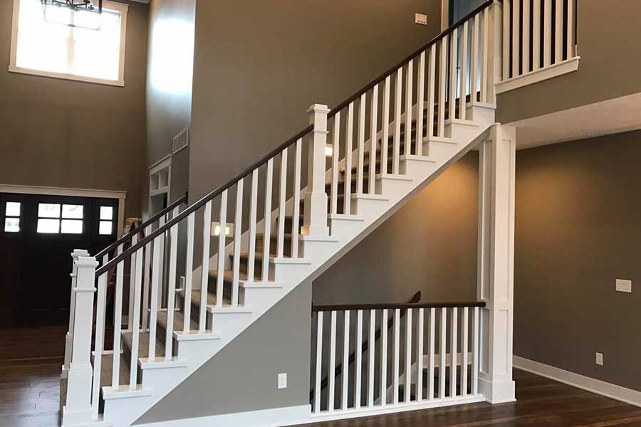 new construction railings painted in a home in waukee iowa